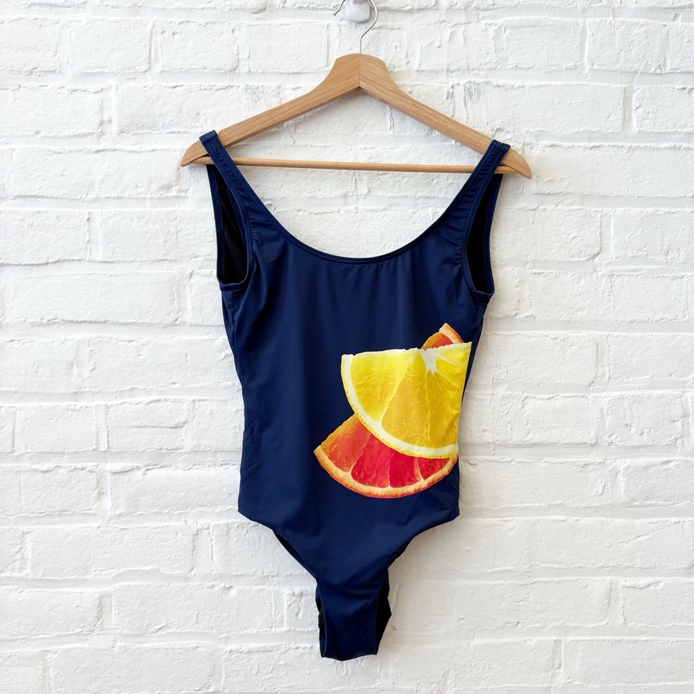 Onia ||‎ Kelly One-Piece Orange Slice Swimsuit Navy Large